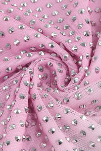 Minivestido rosa con detalles de cristales de mujer