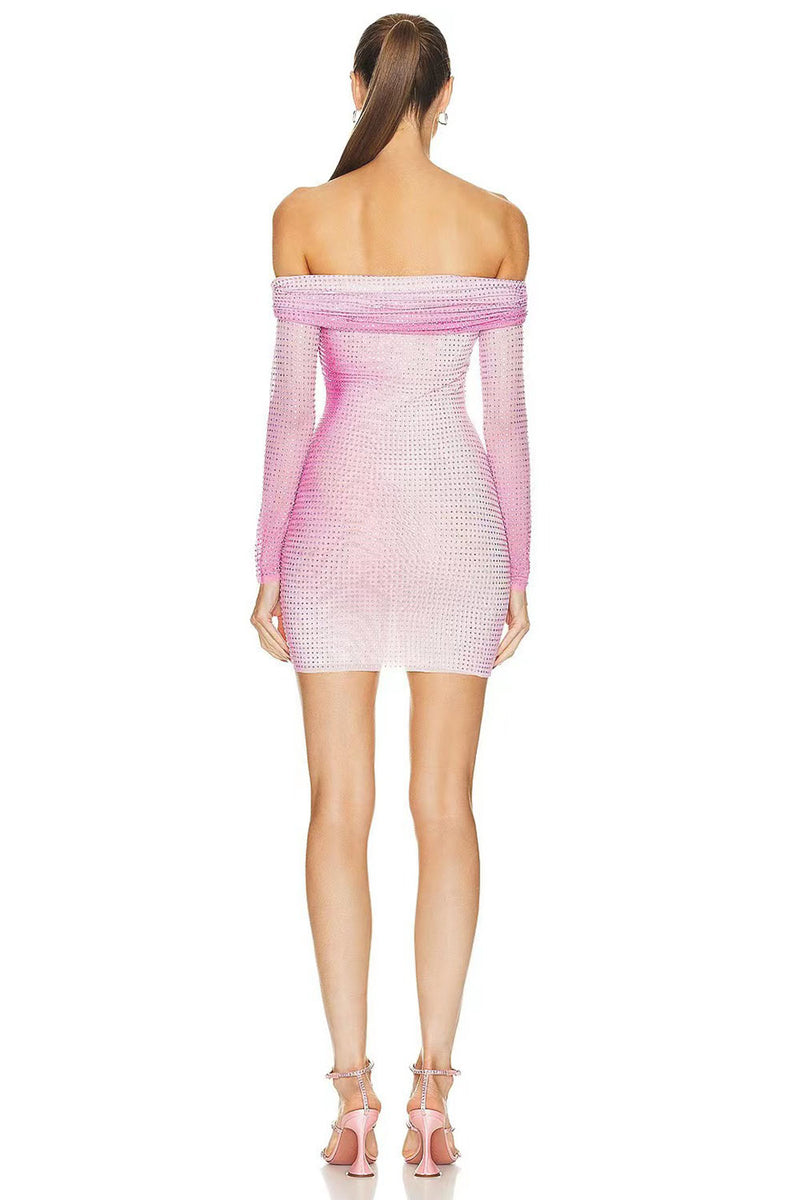 Women's Crystal-embellished Mini Dress In Pink