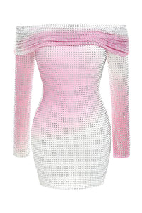 Mini-robe à cristaux pour femmes en rose
