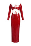 Women's Red Cutout Sequin Gown