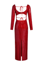 Women's Red Cutout Sequin Gown