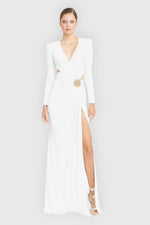 Women's White Phenix Brooch Detailed Jersey Gown