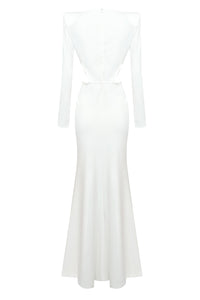 Robe en jersey à détail de broche Phenix blanche pour femmes