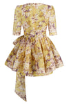 Yellow Ikat Floral High Tide Peplum Mini Dress