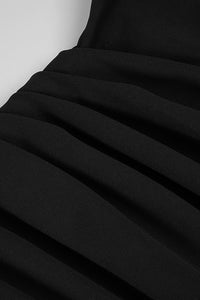 Asymmetric Neckline Anthurium Flower Detail See-Through Dress In Black - CHICIDA