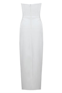 Bandeau Flower Slit Midi Bandage Dress in White Black - CHICIDA