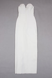 Bandeau Flower Slit Midi Bandage Dress in White Black - CHICIDA