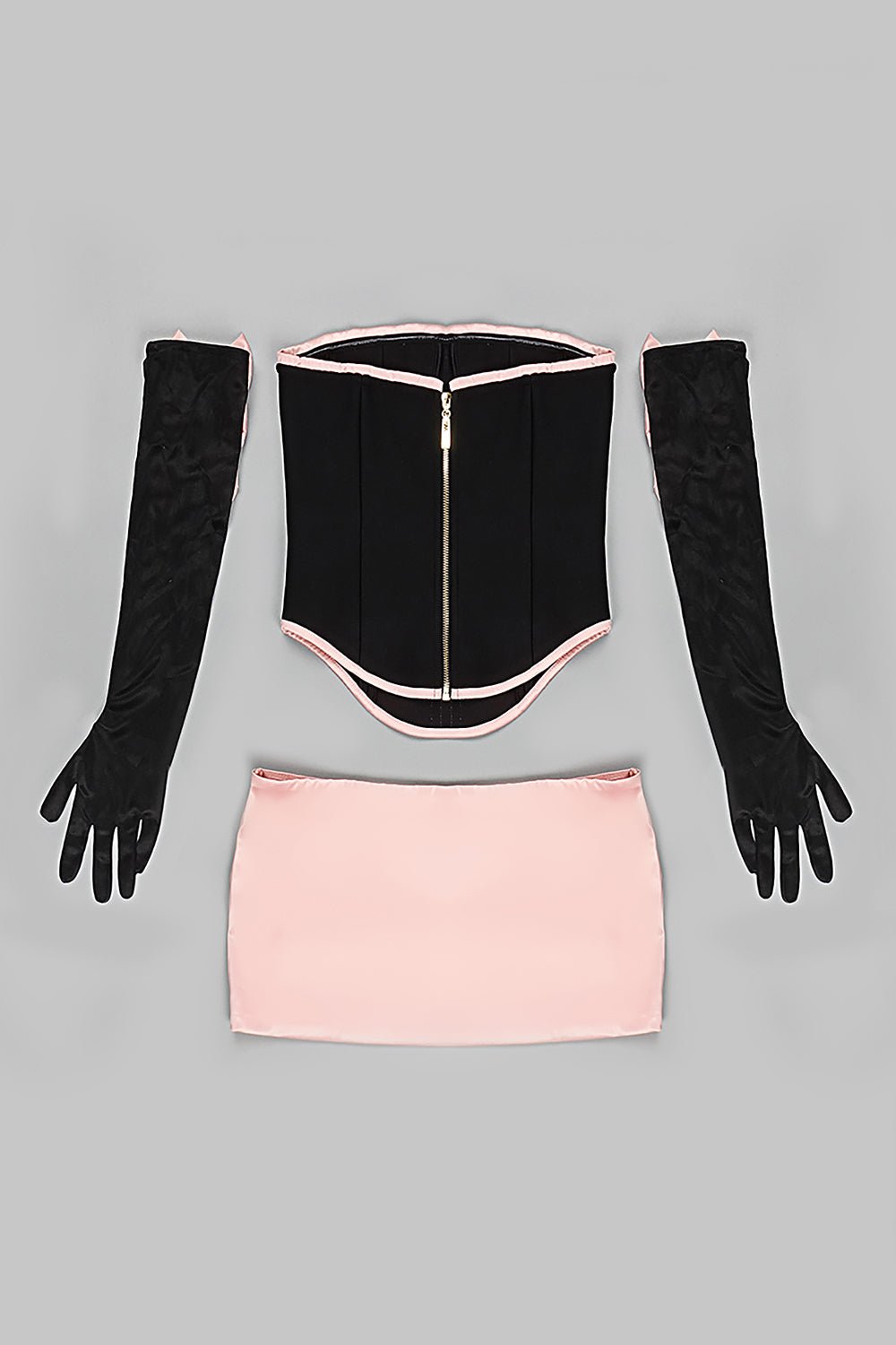 Bow - Lined Corset Tops And Mini Skirts With Gloves - CHICIDA