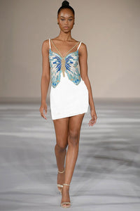 Butterfly Bugle Beaded Strappy Cocktail Dress - CHICIDA