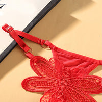 Butterfly Embroidery Pearl Massage Open Crotch G - Strings - CHICIDA