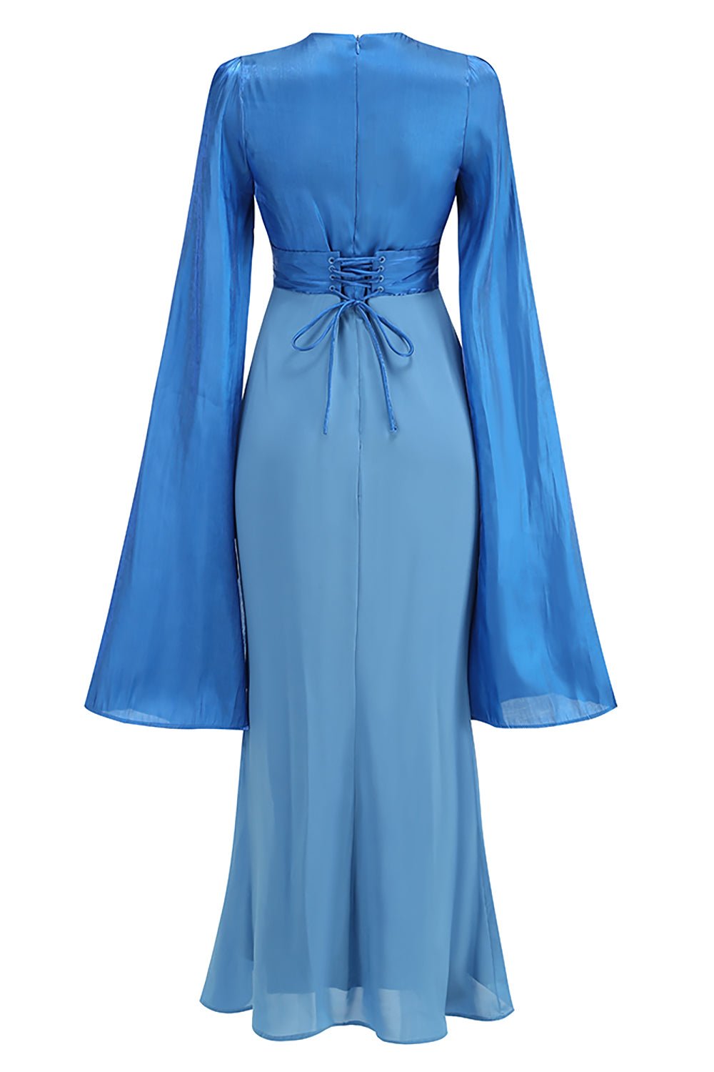 Cinderella Divine Blue Long Sleeved Pleated Maxi Dress - CHICIDA