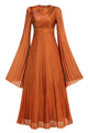 Cinderella Divine Brown Long Sleeved Pleated Maxi Dress - CHICIDA