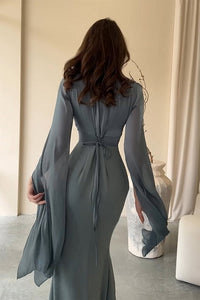 Cinderella Divine Long Sleeves Pleated Maxi Dress - CHICIDA