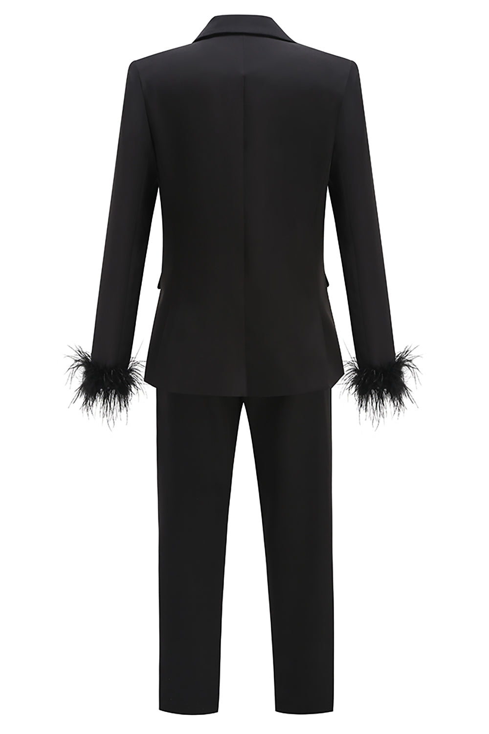 Feather Trimmed Suit Jacket And Pants