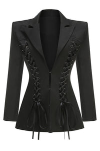 Deep V Lace-up Blazer