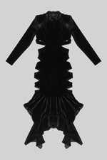 Backless Cut-Out Detailed Velvet Midi Dress