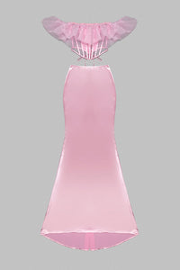 Backless Ruffles Maxi Mermaid Dress In Pink