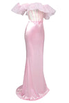 Backless Ruffles Maxi Mermaid Dress In Pink