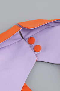 Minivestido sin espalda con detalle recortado en lila y naranja