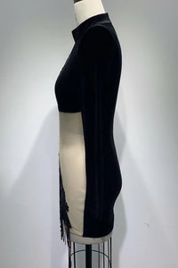 Mini-robe en velours découpée à perles en noir