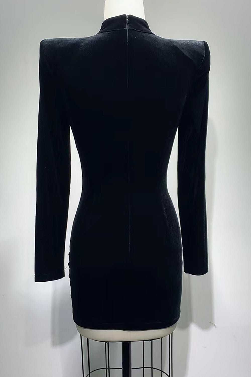 Mini-robe en velours découpée à perles en noir