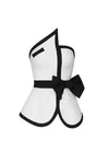Black And White Strapless Bow Belt Top & White Skirt Bandage Two Piece Set - Chicida