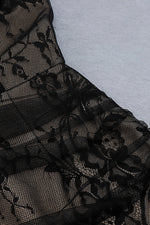 Cap sleeves Lace Mesh Mini Bandage Dress In Black White - Chicida