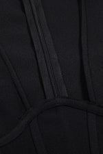 Black Corset Detail Long Sleeve Bandage Mini Dress
