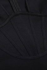 Black Corset Detail Long Sleeve Bandage Mini Dress