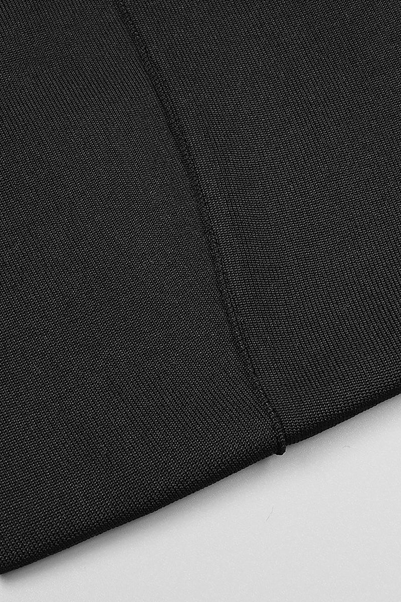 Black Cut-out One-shoulder Midi Bandage Dress