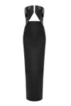 Faux Leather Strapless Maxi Dress In Black Silver