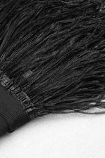 Black Feather Lace Strapless Mini Bandage Dress