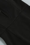 Black Halter Sleeveless Deep V Midi Dress - Chicida