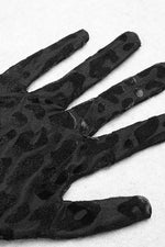 Black Leopard Off-The-Shoulder Figure Hugging Gown And Evening Gloves