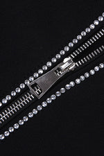 Black Long Sleeve Back Zipper Crystal Bandage Dress