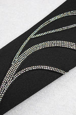 Black Off Shoulder Crystal High Split Maxi Bandage Dress