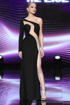 Black One-Shoulder Deep Neckline Hollow Maxi Bandage Dress - Chicida