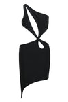 One Shoulder Sleeveless Mini Bandage Dress In Black White
