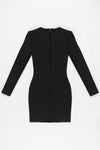Black Sequin Criss Cross Long Sleeve Mini Bandage Dress - Chicida