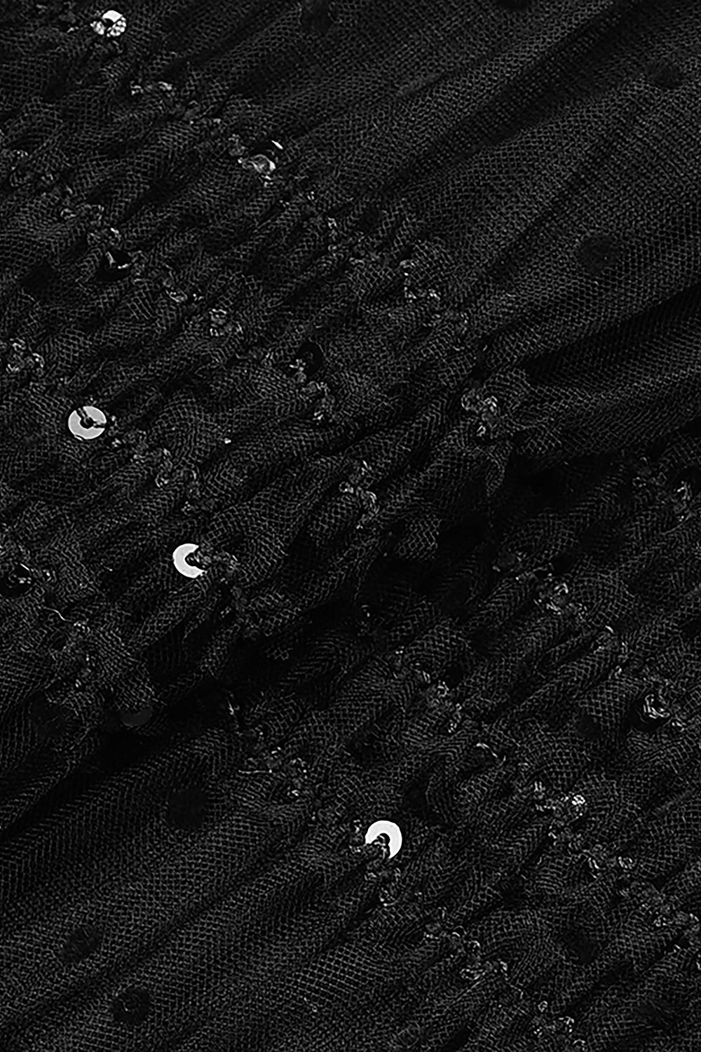 Black Sequin Dot Mesh Midi Dress - Chicida
