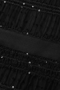 Black Sequin Dot Mesh Midi Dress - Chicida