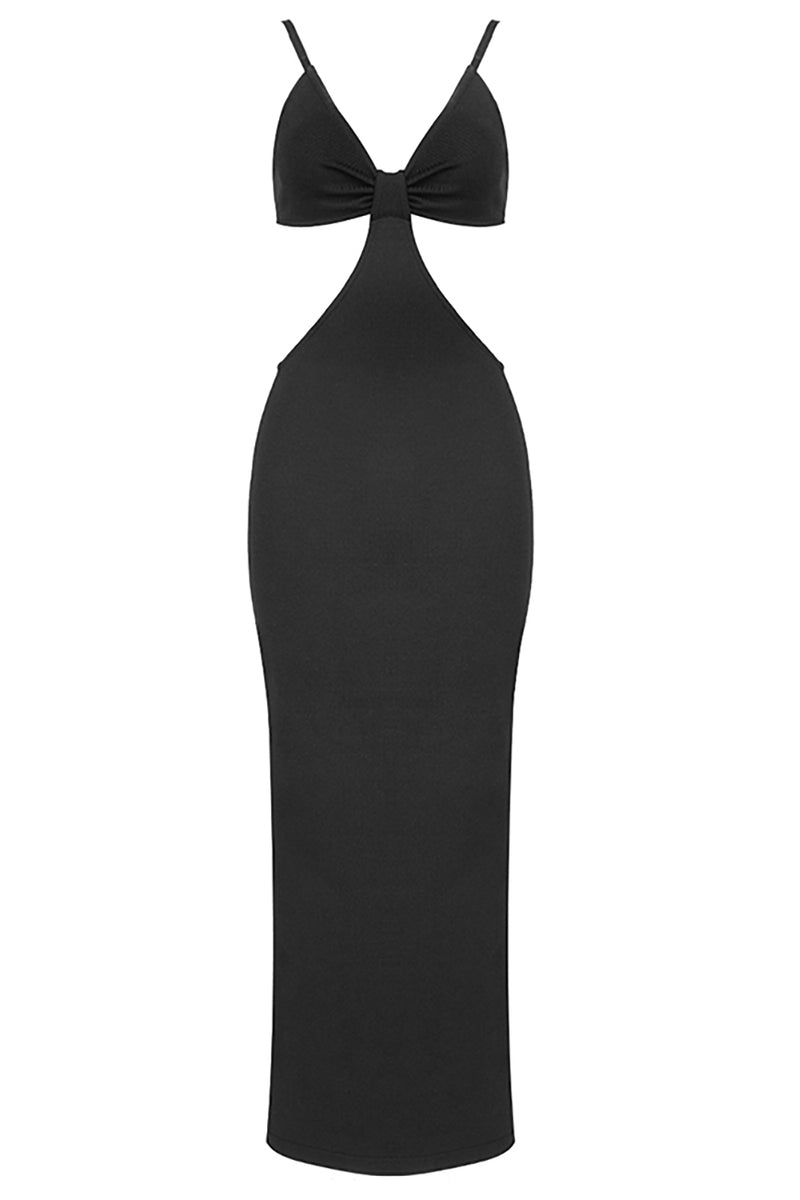 V-neck Backless Hollow Maxi Bandage Dress - Chicida