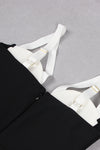 Spaghetti Strap White Black Patchwork Bandage Dress In White Black