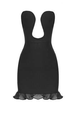 Black Strapless Bandage Mini Dress