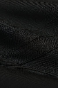 Robe bandage longue noire sans bretelles en cristal