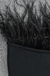 Black Strapless Feather Bandage Dress - Chicida