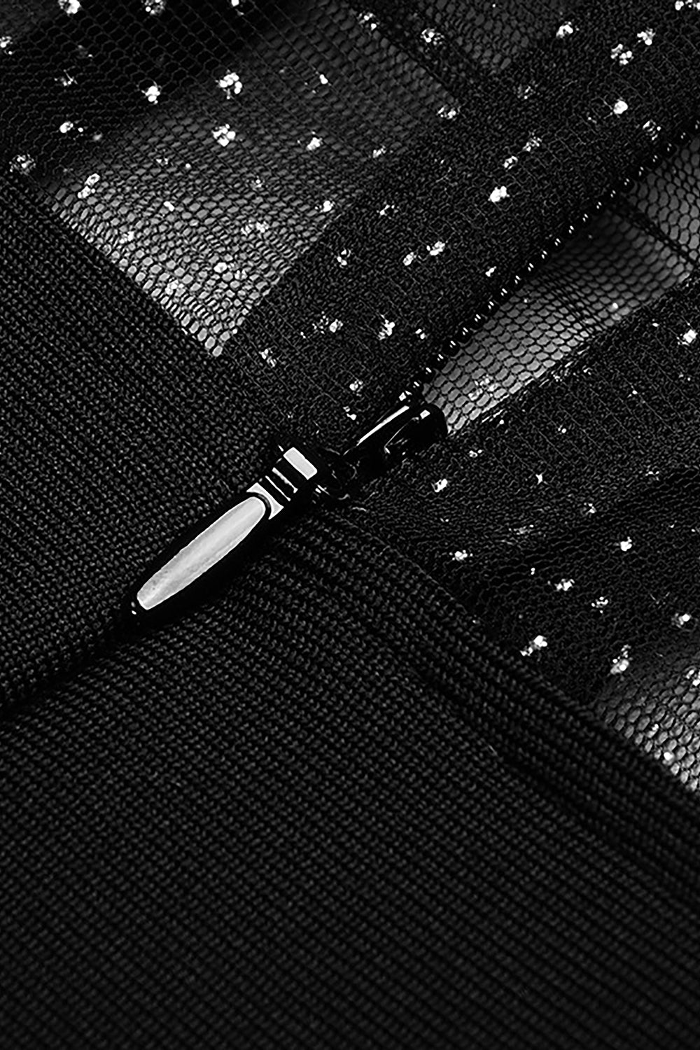 Strapless Mesh Shiny Long Sleeve Maxi Bandage Dress In Black White Lavender Beige - Chicida