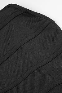 Black Strapless Midi Bandage Dress
