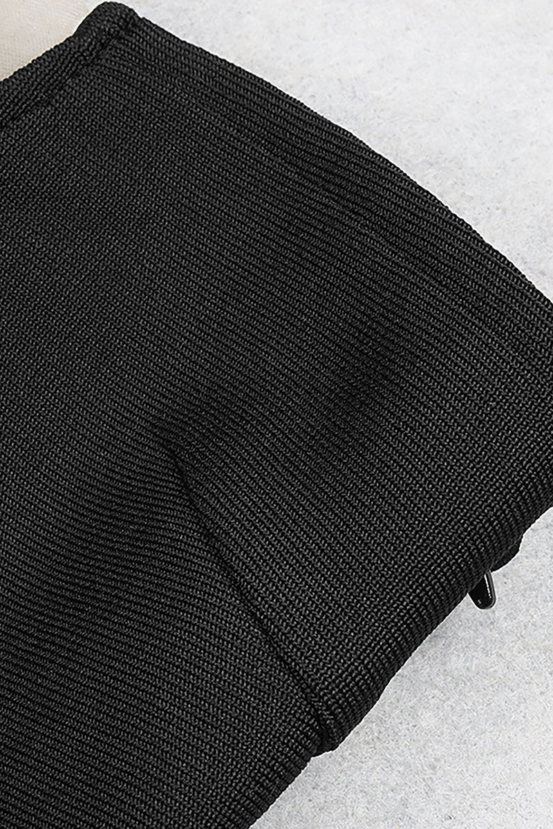 Black Mesh Lace Semi-transparent Fishbone Chest Tube Bodysuit