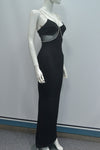 Black Strappy Backless Crystal Maxi Bandage Dress